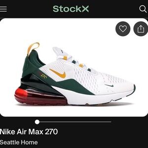 Nike Air Max 270 White and Dark Green with Orange Accents